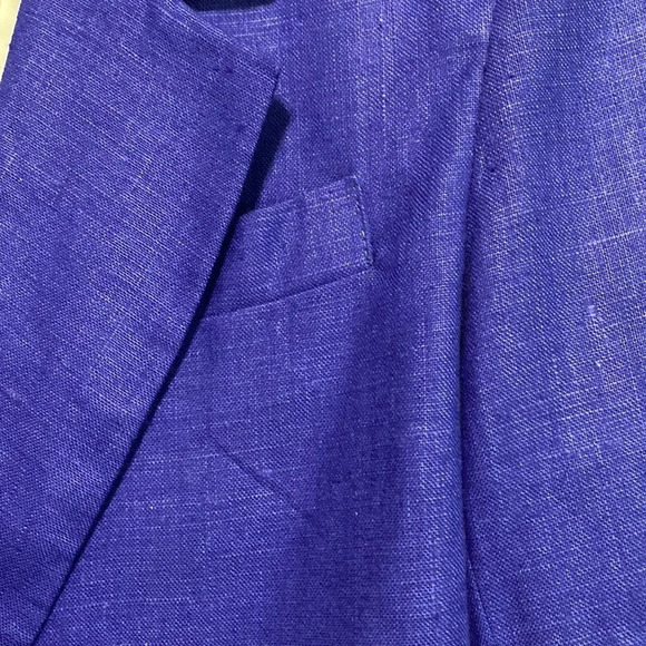 International Scene NWT Blue Pure Linen Double Breasted Blazer Size 13/14 - Picture 5 of 9